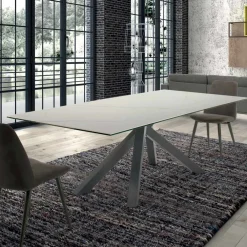 Viadurini Living Esstische-Moderner rechteckiger Tisch aus Keramik und Stahl, hergestellt in Italien – Settimmio