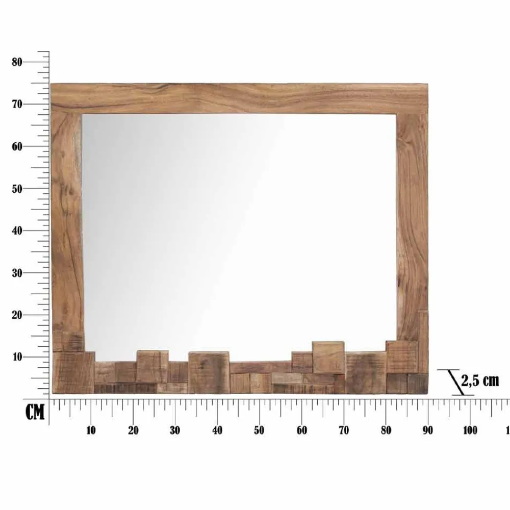 Viadurini Living Wandspiegel-Moderner rechteckiger Wandspiegel mit Akazienholzrahmen - Eloise