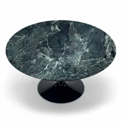 Viadurini Living Esstische|Runde Tische-Moderner runder Tisch aus Carrara-Marmor und Marquinia, hergestellt in Italien – Dollars