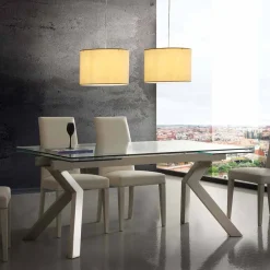 Viadurini Living Ausziehbare Esstische-Moderner Tisch ausziehbar aus Metall und Glas Mesa