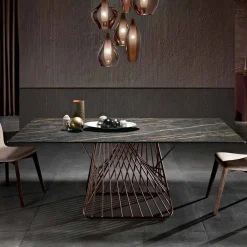 Viadurini Living Esstische-Moderner Tisch mit glaskeramischer Oberfläche, hergestellt in Italien, Mitia