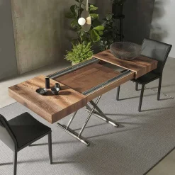 Viadurini Living Tisch Höhenverstellbar-Moderner umwandelbarer Couchtisch aus Holz und Metall, Made in Italy - Spirit
