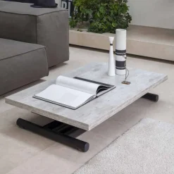 Viadurini Living Tisch Höhenverstellbar-Moderner wandelbarer Couchtisch aus Graphitmetall und Holzplatte - Sistocle