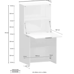Viadurini Design Design Schreibtische-Moderner weißer Wandschreibtisch im italienischen Design aus poliertem Holz - Ghero