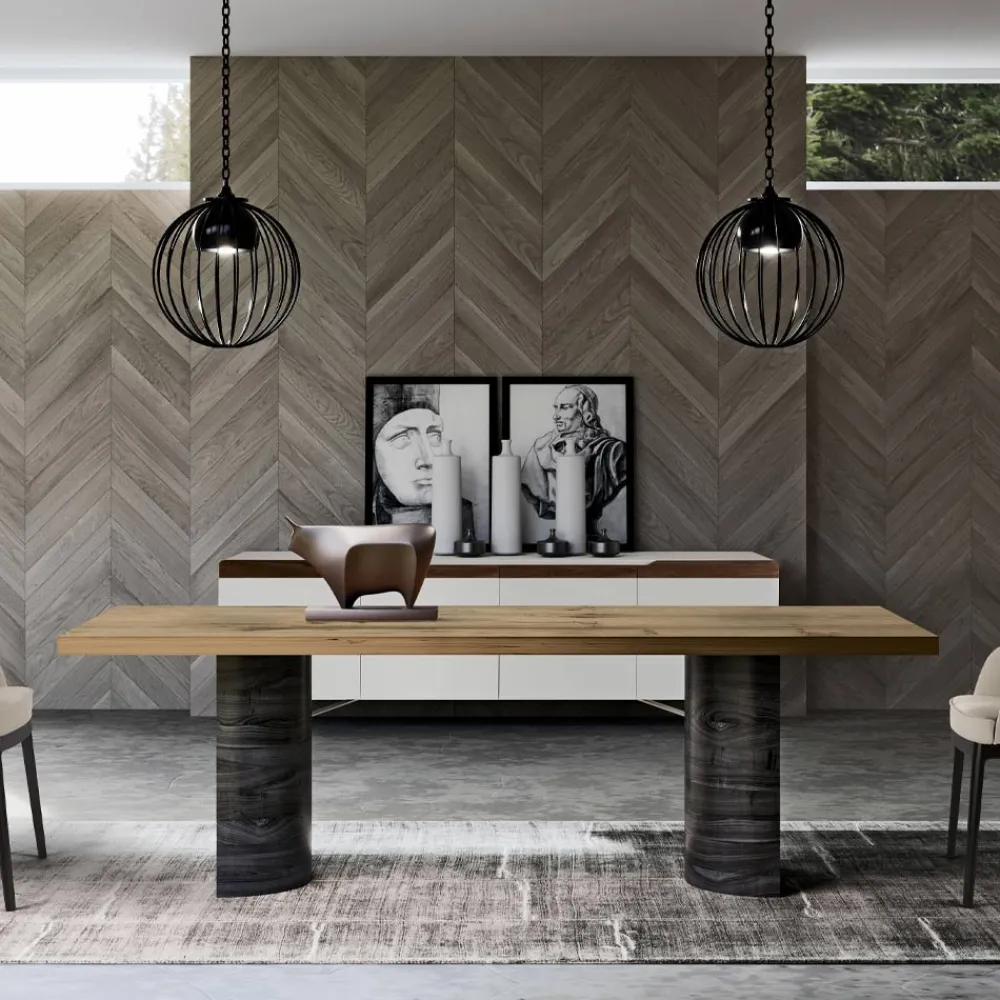 Viadurini Living Esstische-Moderner Wohnbereichtisch aus Massivholz, hergestellt in Italien – Catrin