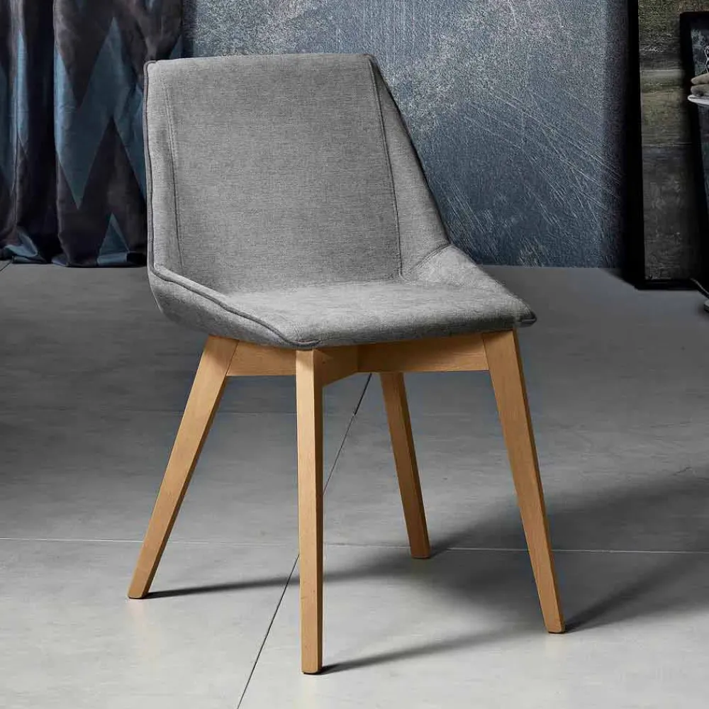 Viadurini Living Moderne Stühle-Moderner Wohnzimmerstuhl aus Stoff und Holz, hergestellt in Italien, Oriella