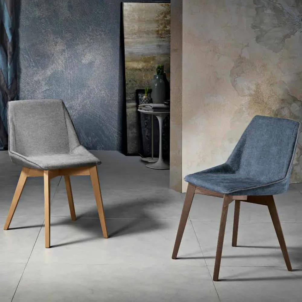 Viadurini Living Moderne Stühle-Moderner Wohnzimmerstuhl aus Stoff und Holz, hergestellt in Italien, Oriella