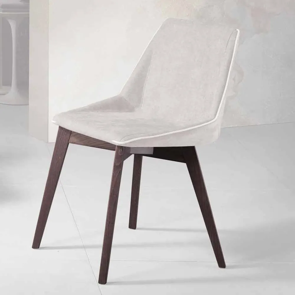 Viadurini Living Moderne Stühle-Moderner Wohnzimmerstuhl aus Stoff und Holz, hergestellt in Italien, Oriella