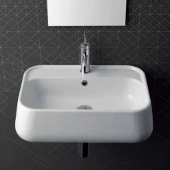 Viadurini Bathroom Keramikwaschbecken-Modernes Aufsatz- oder Wandwaschbecken aus farbiger Keramik Oliena