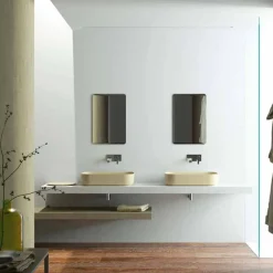 Viadurini Bathroom Design Waschbecken Aus Solid Surface-Modernes Aufsatzwaschbecken farbiggestallbar made in Italy, Formicola