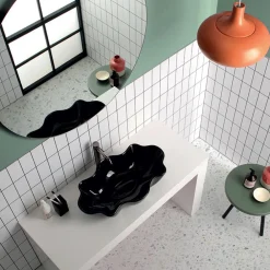 Viadurini Bathroom Farbige Waschbecken|Keramikwaschbecken-Modernes Aufsatzwaschbecken aus glänzender Keramik L 65 cm Made in Italy - Cube