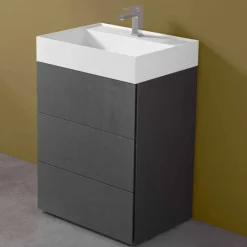 Viadurini Bathroom Badmöbel Hängend-Modernes Design Boden Badezimmerschrank aus Laminat mit Harz Waschbecken - Pompei