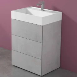 Viadurini Bathroom Badmöbel Hängend-Modernes Design Boden Badezimmerschrank aus Laminat mit Harz Waschbecken - Pompei