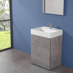 Viadurini Bathroom Badmöbel Hängend-Modernes Design Boden Badezimmerschrank aus Laminat mit Harz Waschbecken - Pompei