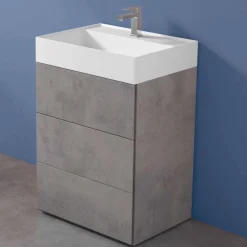 Viadurini Bathroom Badmöbel Hängend-Modernes Design Boden Badezimmerschrank aus Laminat mit Harz Waschbecken - Pompei