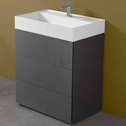 Viadurini Bathroom Badmöbel Hängend-Modernes Design Boden Badezimmerschrank aus Laminat mit Harz Waschbecken - Pompei