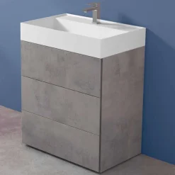 Viadurini Bathroom Badmöbel Hängend-Modernes Design Boden Badezimmerschrank aus Laminat mit Harz Waschbecken - Pompei