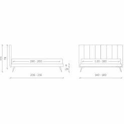 Viadurini Night Design Maßgeschneiderte Möbel|Polsterbetten-Modernes Design Doppelbett aus Made in Italy Stoff - Nives