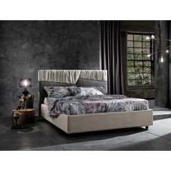 Viadurini Night Design Polsterbetten-Modernes Design Doppelbett mit gefaltetem oder gestepptem Kopfteil - Alano