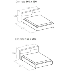 Viadurini Night Design Polsterbetten-Modernes Design Doppelbett mit gefaltetem oder gestepptem Kopfteil - Alano