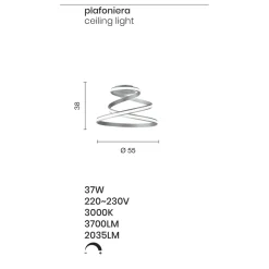 Viadurini Lighting Moderne Deckenleuchten-Modernes Design LED-Deckenlampe aus weiß lackiertem Metall - Rivolta