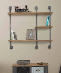 Viadurini Living Wandregale-Modernes Design Wandregal im Industriestil aus Eisen und Holz - Katrine