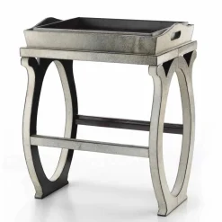 Viadurini Living Konsolentisch Flur-Modernes Design-Konsole mit Tablett in Felicia Grau Pony Leder