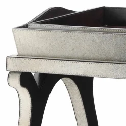 Viadurini Living Konsolentisch Flur-Modernes Design-Konsole mit Tablett in Felicia Grau Pony Leder