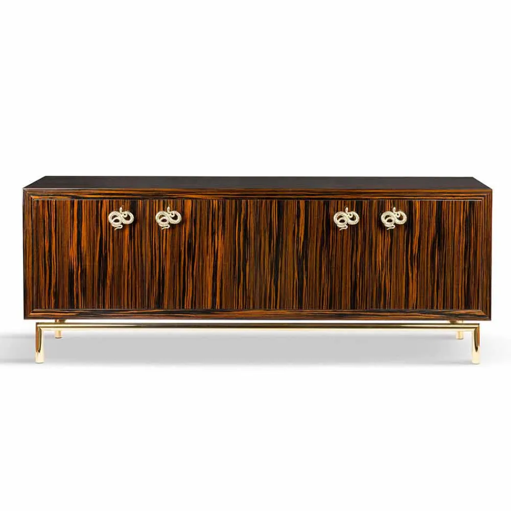 Viadurini Living Anrichte-Modernes Design-Sideboard Ada 2 mit 4 Türen aus Ebenholz, Hochglanz-Finish