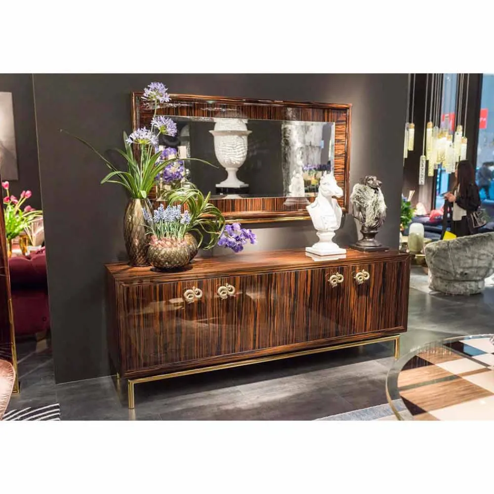 Viadurini Living Anrichte-Modernes Design-Sideboard Ada 2 mit 4 Türen aus Ebenholz, Hochglanz-Finish