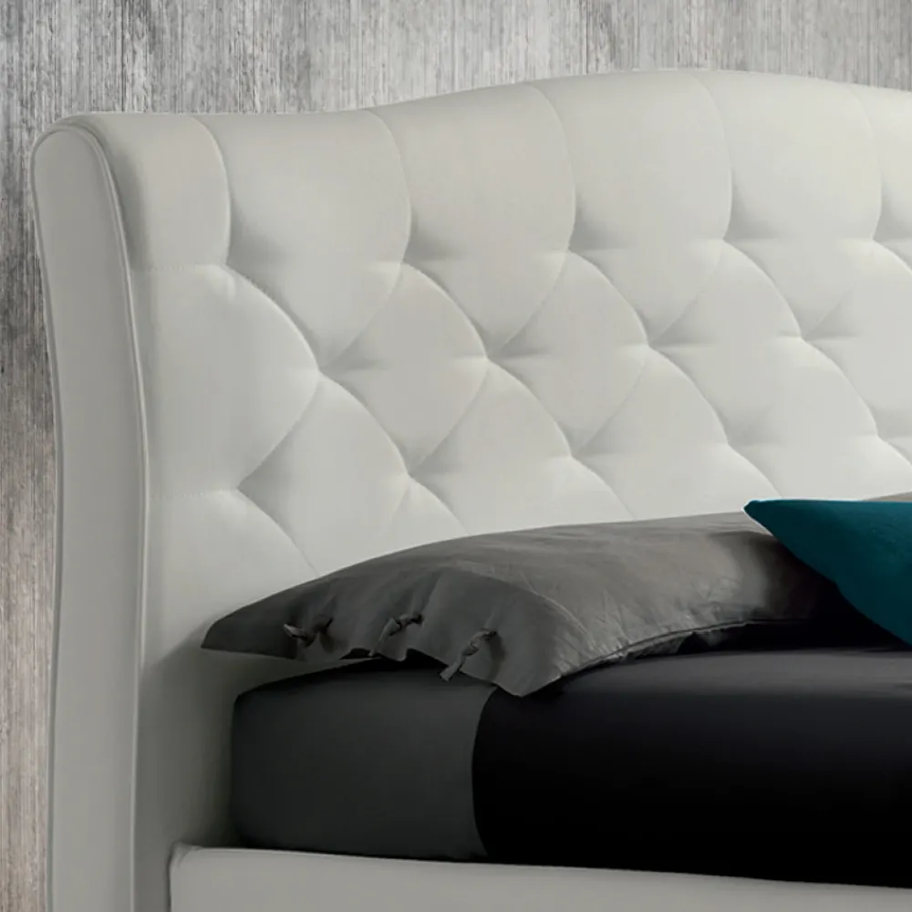 Viadurini Night Design Maßgeschneiderte Möbel|Polsterbetten-Modernes Doppelbett mit Kasten und gestepptem Kopfteil – London