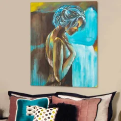 Viadurini Decor Handgemalte Bilder-Modernes Gemälde mit Frau handdekoriert Made in Italy Sweet