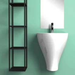 Viadurini Bathroom Keramikwaschbecken-Modernes hängendes Waschbecken in den Tonwaren hergestellt in Italien, Fiorello