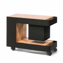 Viadurini in the Garden Outdoor Küchen-Modernes mobiles Bar-on-Wheels-Design mit Tisch aus Holz und Stahl - Giancalliope