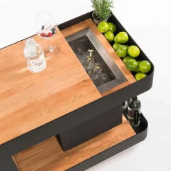 Viadurini in the Garden Outdoor Küchen-Modernes mobiles Bar-on-Wheels-Design mit Tisch aus Holz und Stahl - Giancalliope