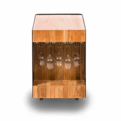 Viadurini in the Garden Outdoor Küchen-Modernes mobiles Bar-on-Wheels-Design mit Tisch aus Holz und Stahl - Giancalliope