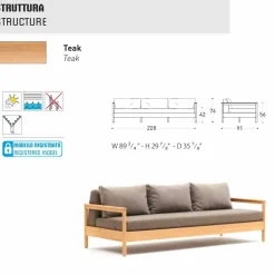 Varaschin Gartensofas-Modernes Outdoor-Sofa mit Kissen gepolstert Bali
