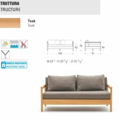 Varaschin Gartensofas-Modernes Outdoor-Sofa mit Kissen gepolstert Bali