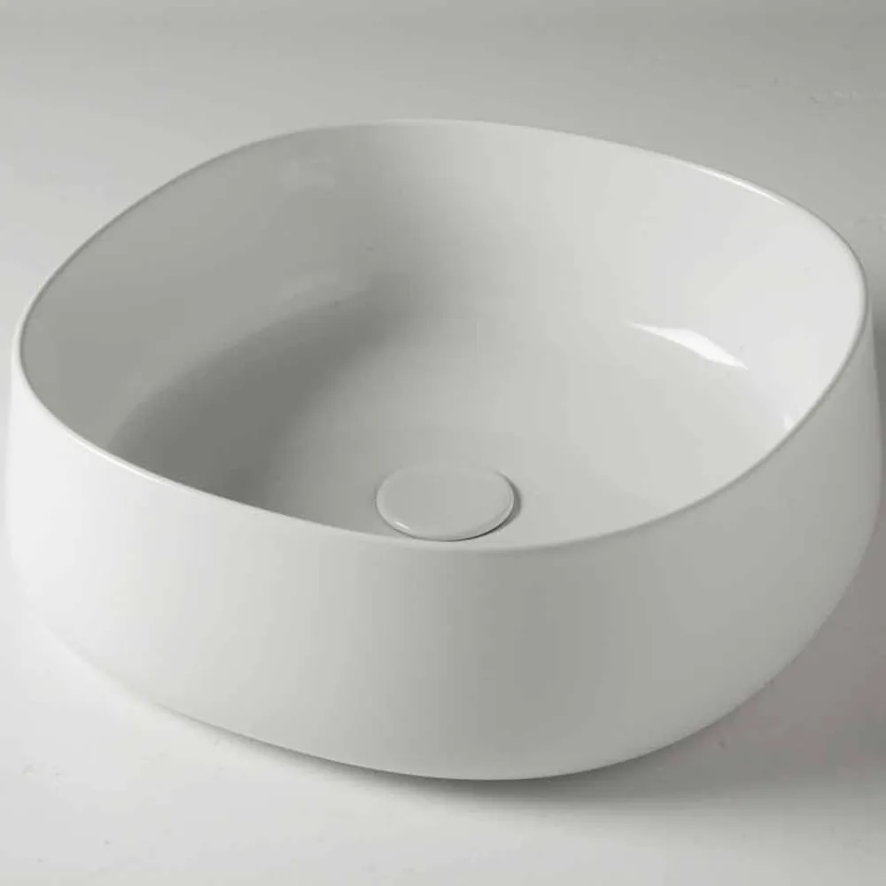 Viadurini Bathroom Keramikwaschbecken-Modernes quadratisches Aufsatzwaschbecken aus farbiger Keramik Made in Italy - Cordino