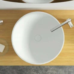 Viadurini Bathroom Design Waschbecken Aus Solid Surface-Modernes rundes Aufsatzwaschbecken made in Italy,Donnas