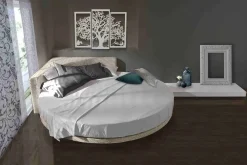 Viadurini Night Design Rundbetten-Modernes rundes Doppelbett mit eckigem Kopfteil Made in Italy - Tima