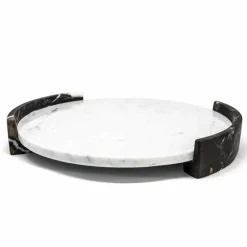 Viadurini Kitchen Küchenzubehör-Modernes rundes Tablett aus weißem Carrara-Marmor Made in Italy - Chet