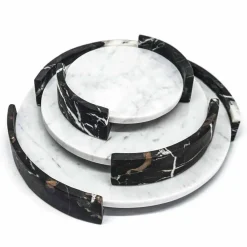 Viadurini Kitchen Küchenzubehör-Modernes rundes Tablett aus weißem Carrara-Marmor Made in Italy - Chet