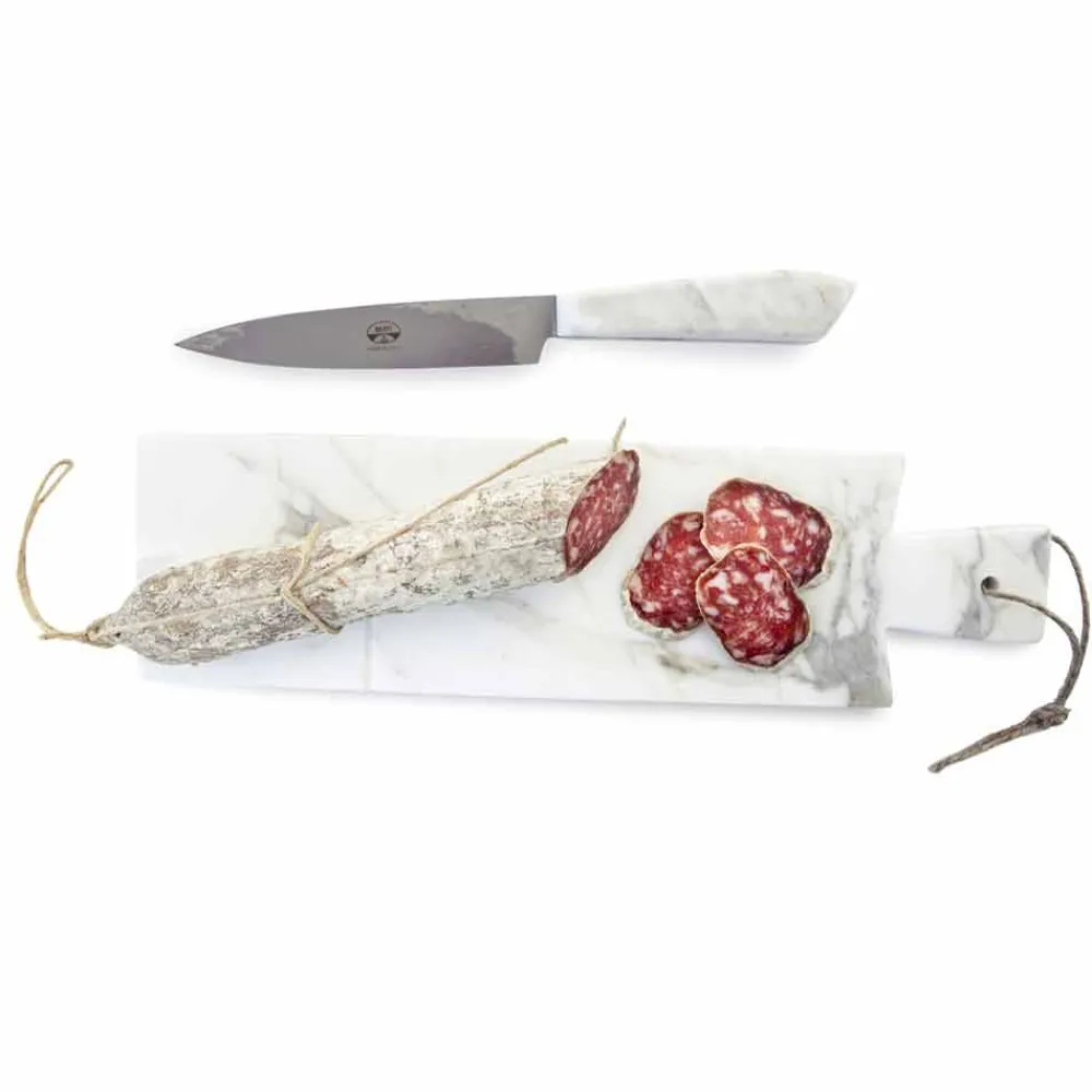Viadurini Kitchen Küchenzubehör-Modernes Schneidebrett aus weißem Carrara-Marmor Made in Italy - Biblon