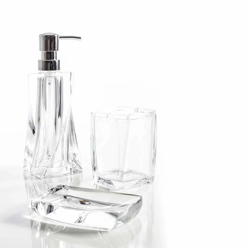 Viadurini Bathroom Badzubehör-Modernes Set für Badspender, Glas, Seifenhalter Torraca