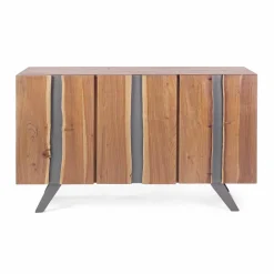 Viadurini Living Anrichte-Modernes Sideboard aus Akazienholz mit Metalleinsätzen Homemotion - Sonia