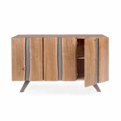 Viadurini Living Anrichte-Modernes Sideboard aus Akazienholz mit Metalleinsätzen Homemotion - Sonia