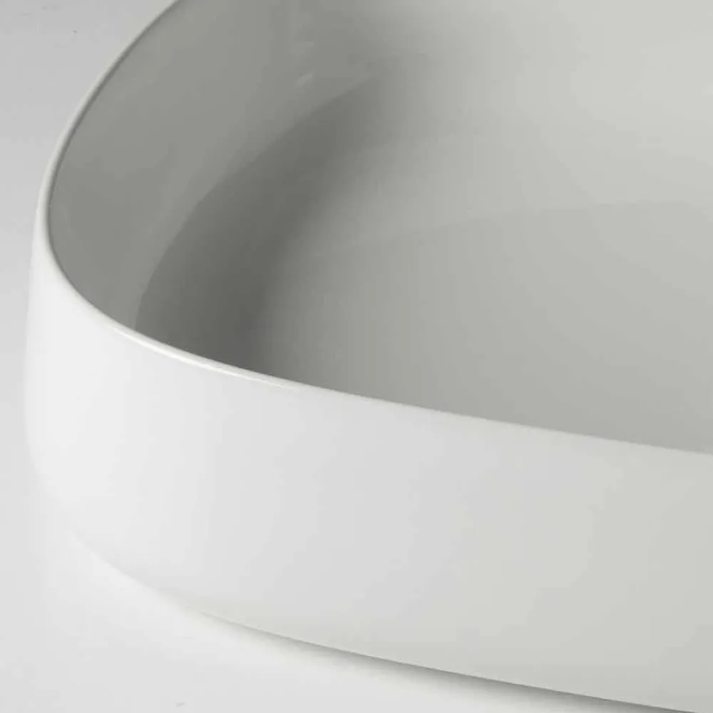 Viadurini Bathroom Keramikwaschbecken-Modernes und ovales Aufsatzwaschbecken L 60 cm aus Keramik - Cordino