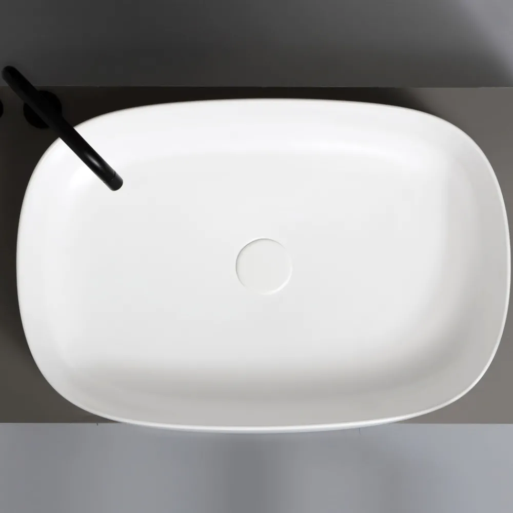 Viadurini Bathroom Keramikwaschbecken-Modernes und ovales Aufsatzwaschbecken L 60 cm aus Keramik - Cordino