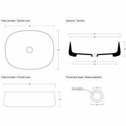Viadurini Bathroom Keramikwaschbecken-Modernes und ovales Aufsatzwaschbecken L 60 cm aus Keramik - Cordino